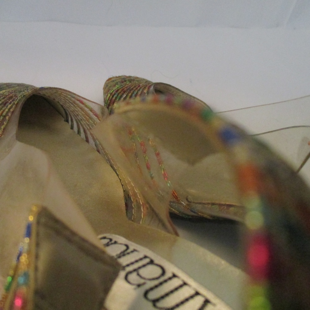 Rainbow Metallic Weave & Stripe Pattern Square Toe - image 6